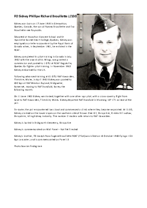 A preview of a PDF biography for Brouillette, Sidney Phillipe Richard
